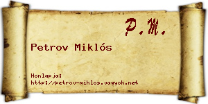 Petrov Miklós névjegykártya