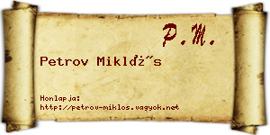 Petrov Miklós névjegykártya